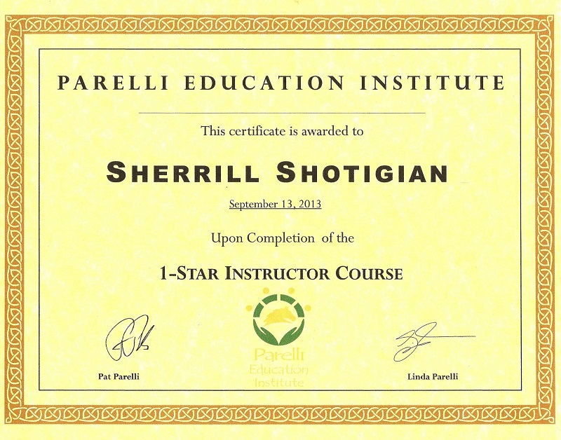 Sherrill Shotigian's 1-Star Instructor Parelli Certification